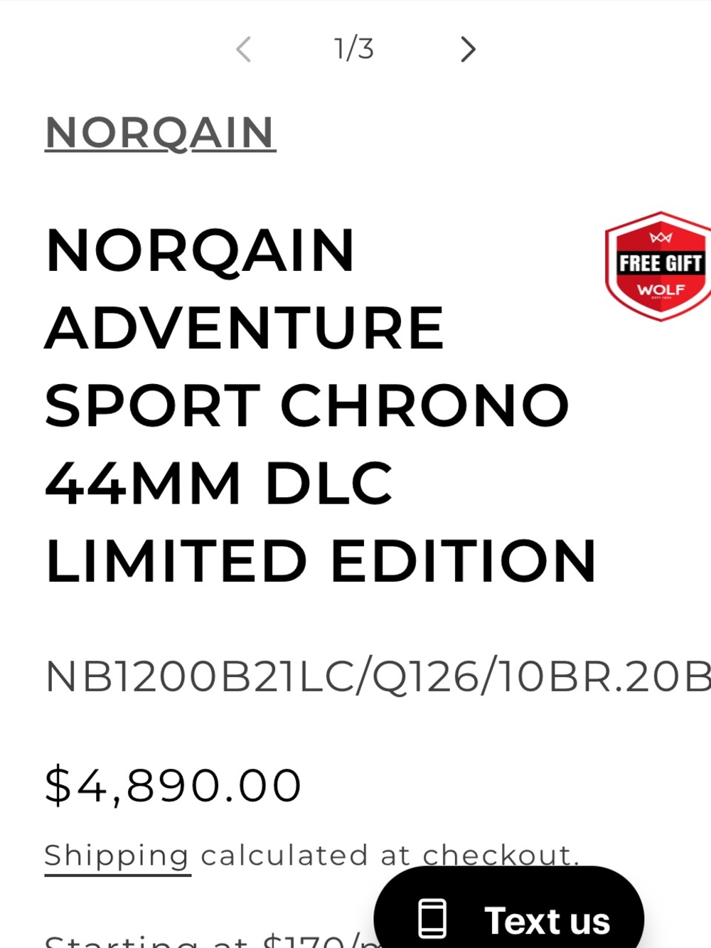 Norqain Adventure Sport Chrono 44mm DLC Limited Edition Swiss made watch. - Picture 5 of 7